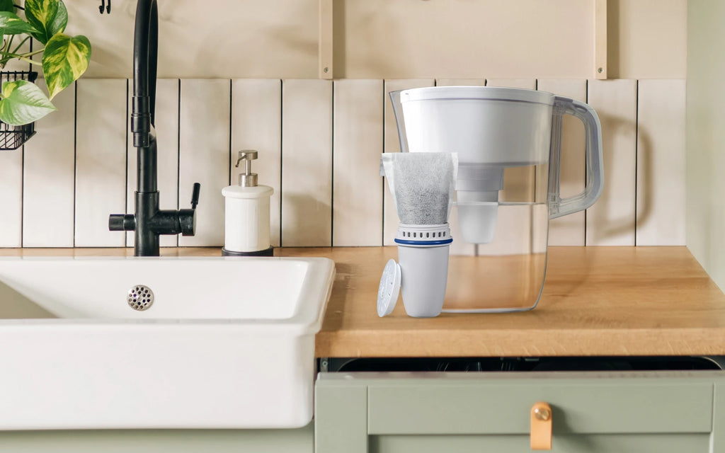 Brita® Refillable Water Filtration System with White Tahoe Water Pitcher and 1 Refillable Filter