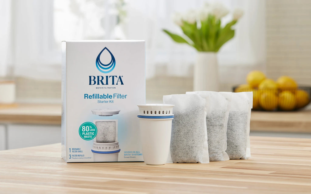 Brita® Refillable Water Filtration Starter Kit with 1 Reusable Filter Shell and 3 Filter Refills