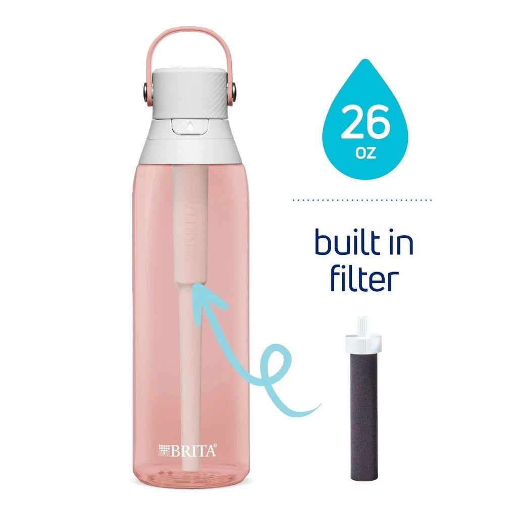 Premium Filtering Water Bottle - Hard Sided Plastic, 26oz-Blush